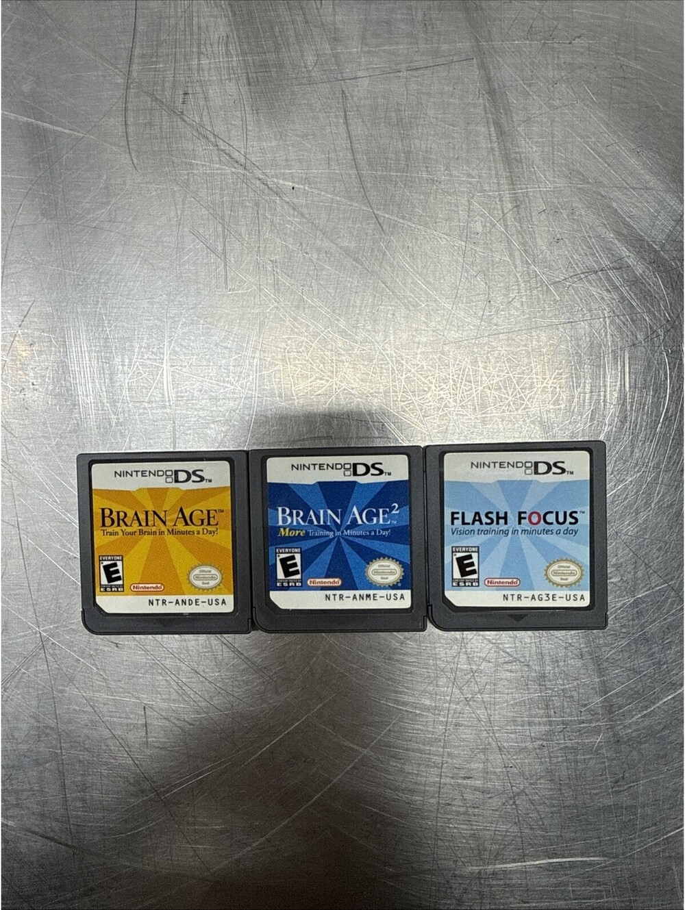 3 Mixed DS Game Lot- Brain Age & Flash Focus